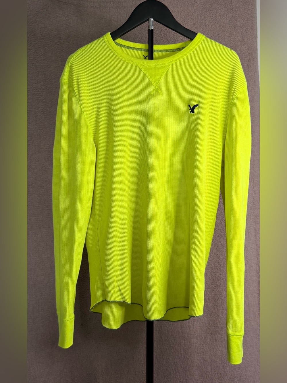 American Eagle Outfitters Neon Yellow Thermal Long-Sleeve Shirt